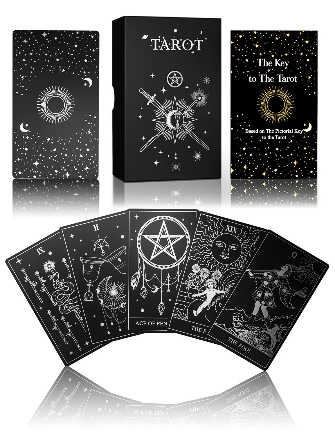 WJPC Silver Foil Tarot Cards with Guide Book Set&Gift Box for Beginner& Expert. Original Design Tarot Decks, Tarot Cards Decks