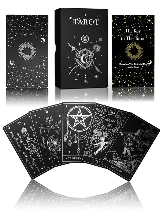 WJPC Silver Foil Tarot Cards with Guide Book Set&Gift Box for Beginner& Expert. Original Design Tarot Decks, Tarot Cards Decks