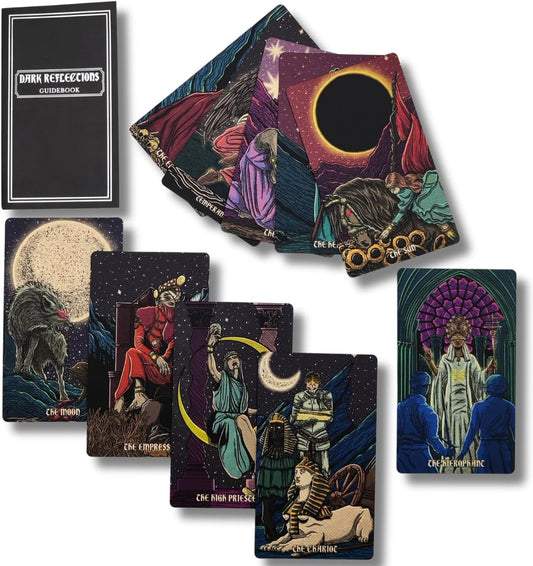 La Muci Dark Reflections Tarot Shadow Work Cards Deck, Unique Art Work with Guide Book for Beginners - A Minimalist Tarot Large Deck, Major and Minor Arcana Full Tarot Deck with 78 Cards