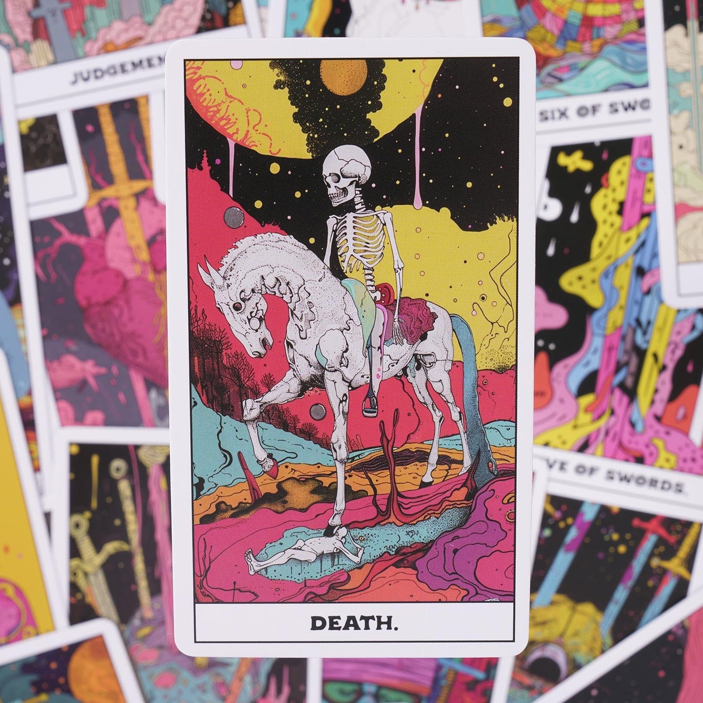 78 Card Tarot Deck, Dark Themed Design, Classic Fortune Telling Cards, Tarot with Meanings Guide, Mystical Divination Tool, Perfect for Readings and Family Gatherings