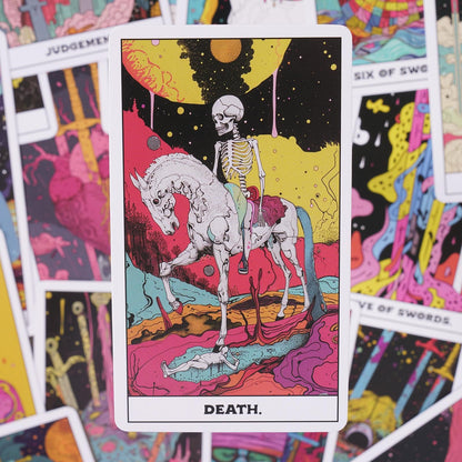 78 Card Tarot Deck, Dark Themed Design, Classic Fortune Telling Cards, Tarot with Meanings Guide, Mystical Divination Tool, Perfect for Readings and Family Gatherings