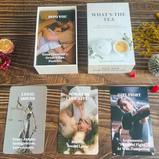 What The Tea Tarot Card Deck, Psychic Cards for Insight, Self Discovery & Guidance Love and Career Oracle Deck Cover All Areas in Life, Love, Spiritual Journey, and Career
