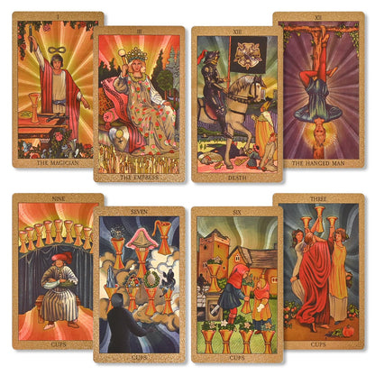 CuBalia Classic Tarot Cards Deck Set with Guidebook, Luxury Gold Foil Waterproof Tarot Cards, Wrinkle Resistant Fortune Telling Toy for Beginners&Expert, Durable PVC Tarot Deck with Cardboard Box