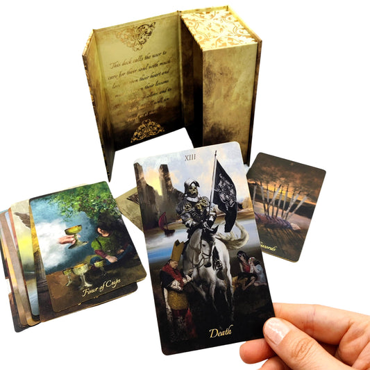 La Muci Baroque Gold Foil Tarot Deck Cards with Guide Book for Beginners - 78 Original Tarot Deck Set, The Fool Gold Foil Tarot Deck with Gilded Edges, Golden Thread Tarot Cards with Unique Artwork