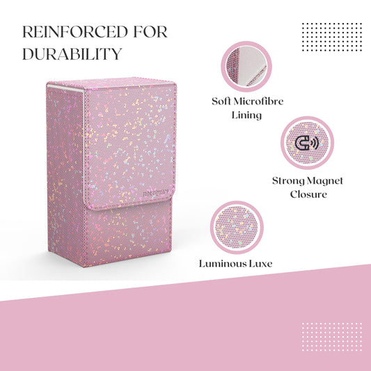 Boltquan Pearlized Pink Tarot Card Holder with White Interior – Fold-Top Case with Magnetic Lid Closure – Fits Standard Tarot Decks – Outer Dimensions 5.39 x 3.38 x 2 Inches (Pearlized Pink)