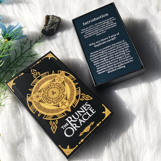 Han Yu Bowen Rune Oracle, RuneTarot Cards, The Card has its own Meaning Without a Guide.A Set Contains Two Pairs of 24+24 Cards for Beginners of Tarot Card, for Divination and Meditation