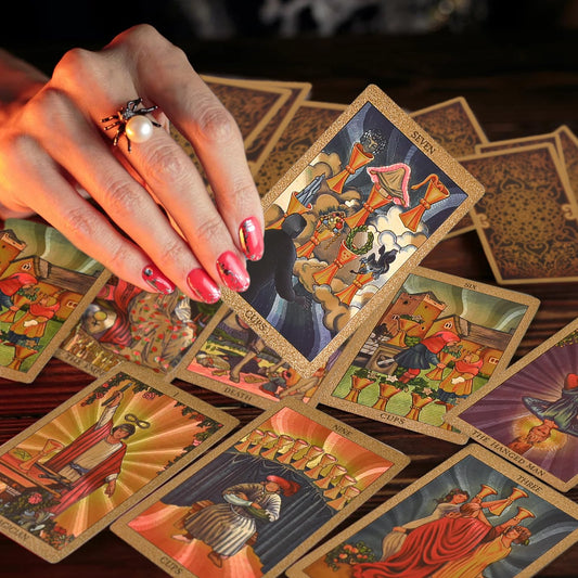 CuBalia Classic Tarot Cards Deck Set with Guidebook, Luxury Gold Foil Waterproof Tarot Cards, Wrinkle Resistant Fortune Telling Toy for Beginners&Expert, Durable PVC Tarot Deck with Cardboard Box