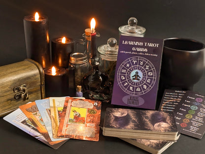 Witchy Cauldron Tarot Cards for Beginners, Learning Tarot with Meanings on Them, Keywords, Reversed, Chakra, Planet, Zodiac, Element, Yes or No, Affirmations