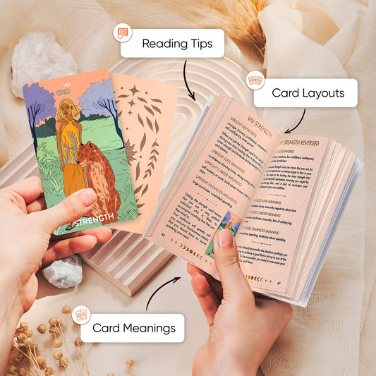 Wyspell Neoteric Feminine Tarot - Tarot Cards with Guide Book - 78 Gold Tarot Cards for Beginners Tarot Deck Set - Tarot Deck with Guidebook - Black Tarot Decks with Guidebook (Full-Resolution)