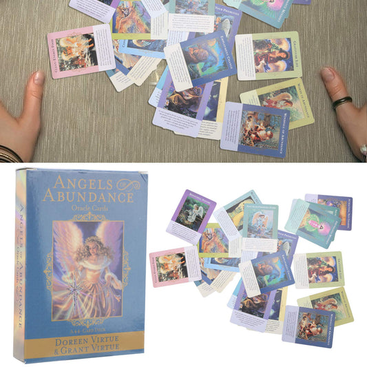 Haowecib Angels of Abundance Oracle Cards - 44 Exquisite Light Weight Small Size Tarot Card Deck, Safe and Eco-Friendly, Easy to Carry, Stable and Durable