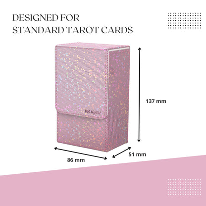 Boltquan Pearlized Pink Tarot Card Holder with White Interior – Fold-Top Case with Magnetic Lid Closure – Fits Standard Tarot Decks – Outer Dimensions 5.39 x 3.38 x 2 Inches (Pearlized Pink)