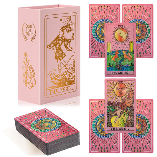 lrjrizzo Tarot Cards，Tarot Cards with Guide Book Waterproof Tarot Cards Tarot Gold Foil Tarot Cards for Beginners Tarot Deck Tarot Cards with Meanings on Them Rider Waite Tarot Deck Tarot Tarot Decks