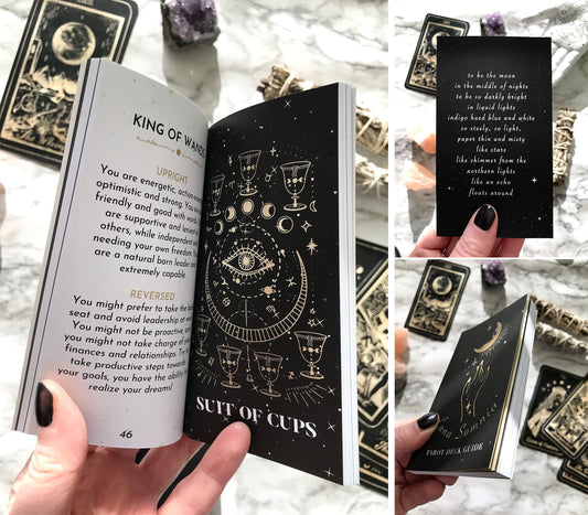 Luna Somnia Tarot Deck with Guidebook & Box - 78 Cards Complete Full Deck - Moon Dreams Starry Celestial Astrology Witchy Black Gold Divination Tool