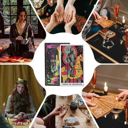 78 Card Tarot Deck, Dark Themed Design, Classic Fortune Telling Cards, Tarot with Meanings Guide, Mystical Divination Tool, Perfect for Readings and Family Gatherings