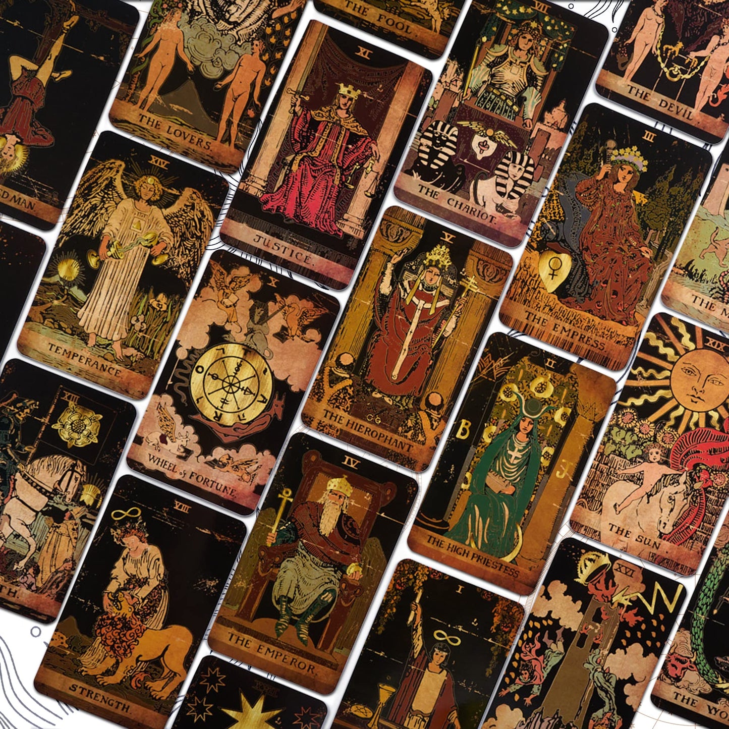 CRAFTERIAN Tarot Cards, 78 Deck, Original Cards for Beginners and Experts with Guide Book Gift Bag, Fortune Telling Game, Divination Tools All Skill Levels, Black.