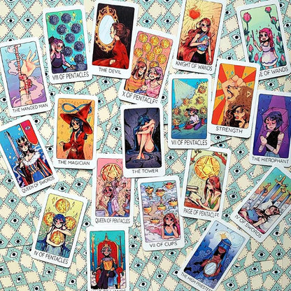 Atesswy Britt's Third Eye Tarot Deck, 78 Standard Tarot Cards with Guidebook for Beginners (Size: 4.75" x 2.75")